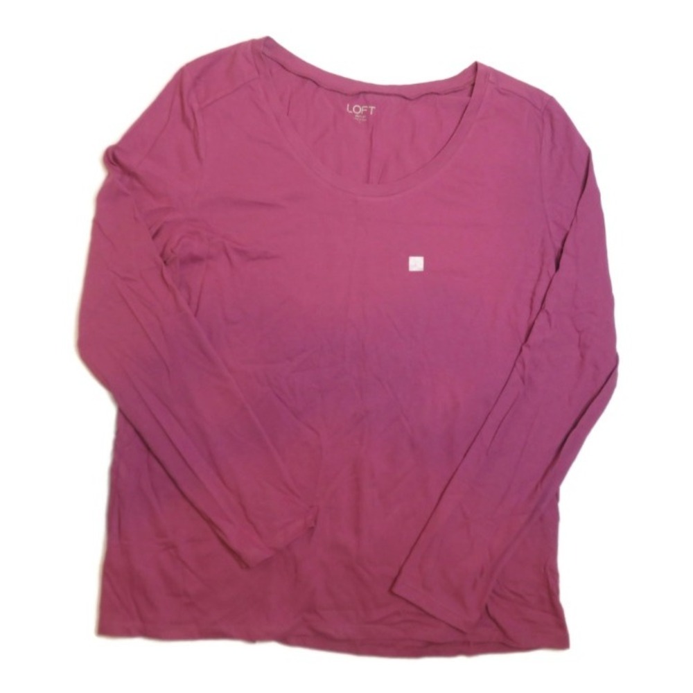 Ann Taylor LOFT T-Shirt Womens Large Long Sleeve Scoop Neck Purple Plum Newβ NWT